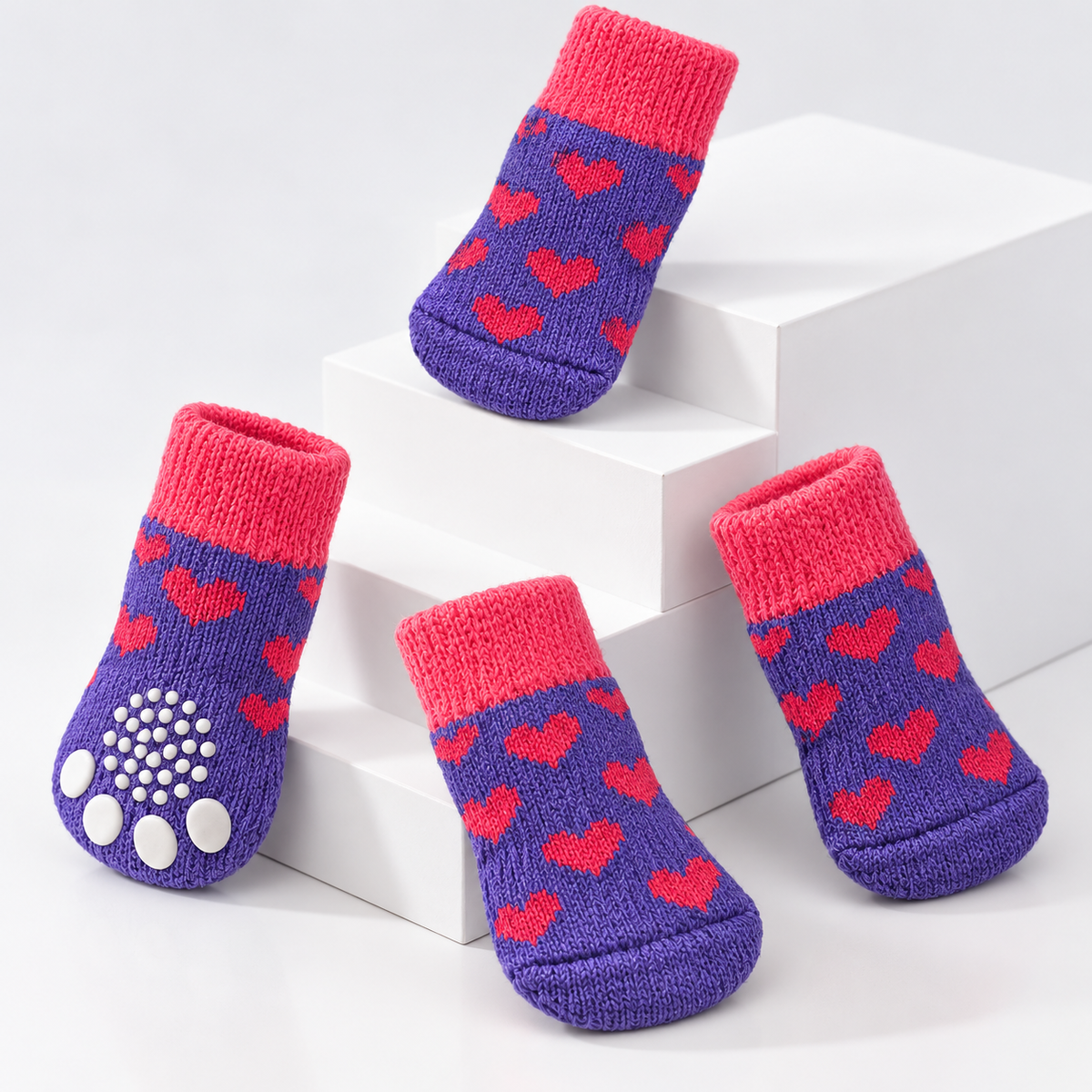 Purple & Pink Hearts Socks