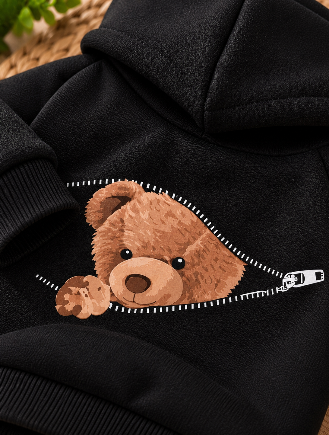 Black Teddy Bear Hoodie