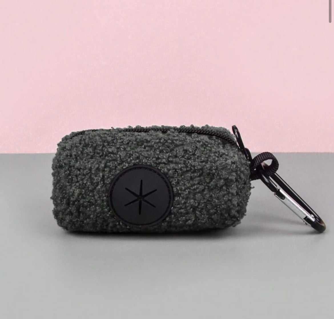 Grey Plush Poop Bag Holder