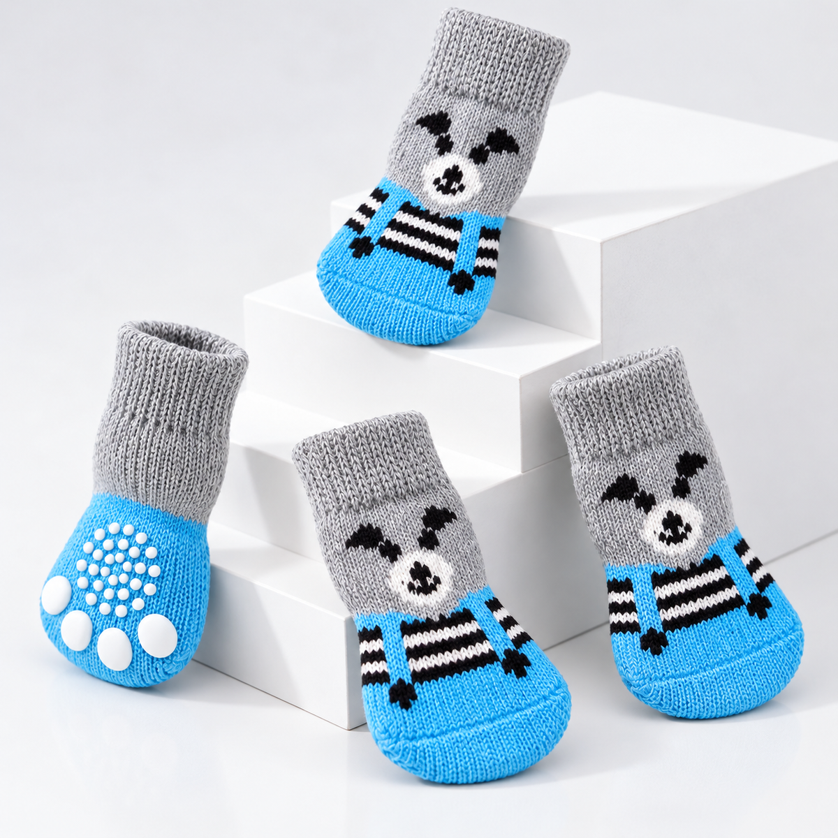 Blue & Gray Bear Socks