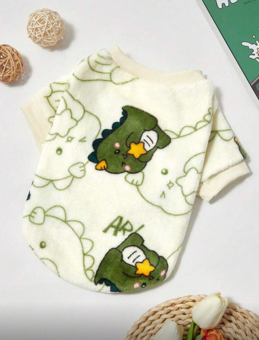 Cartoon Dinosaur Fleece Shirt