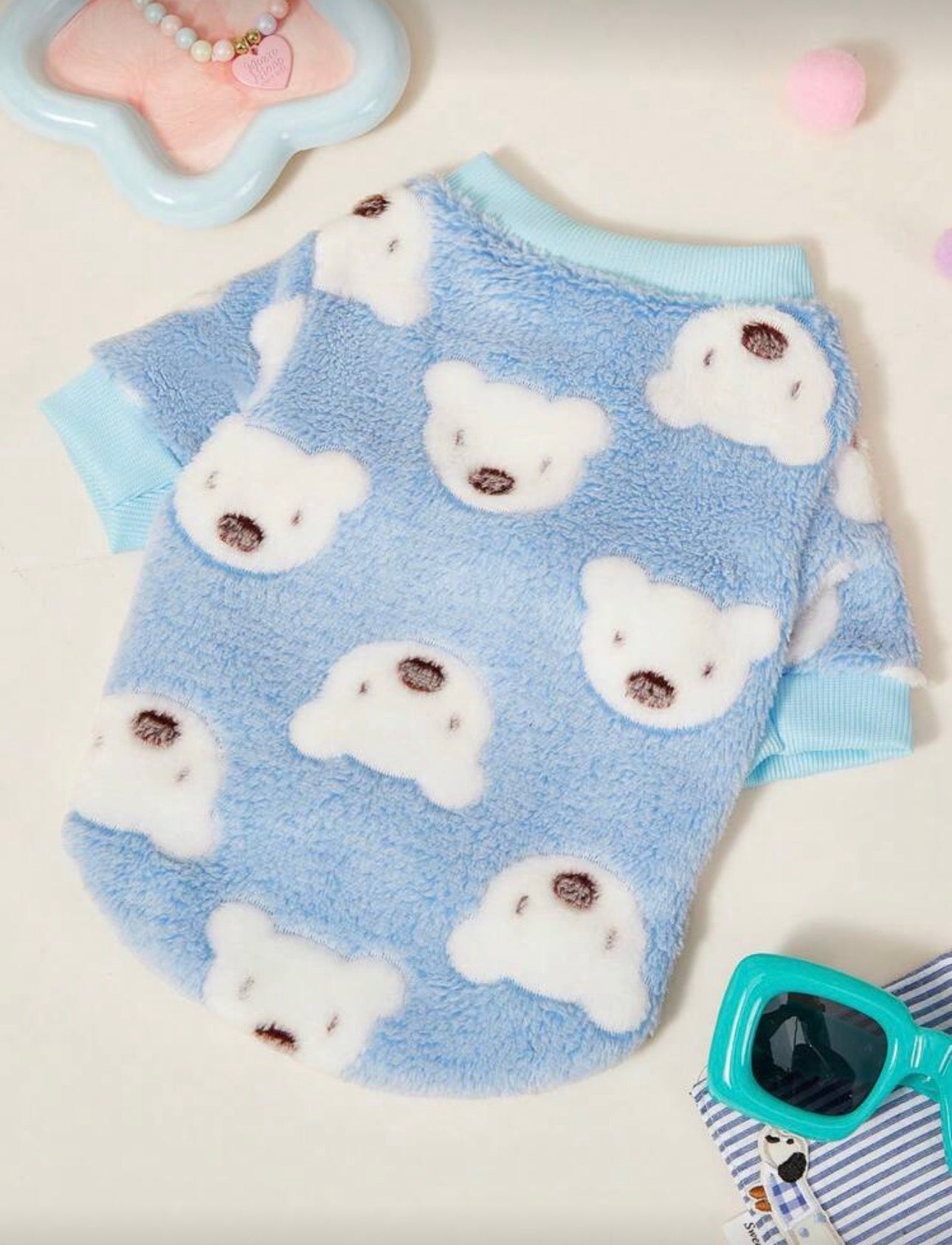 Blue Teddy Bear Fleece Shirt