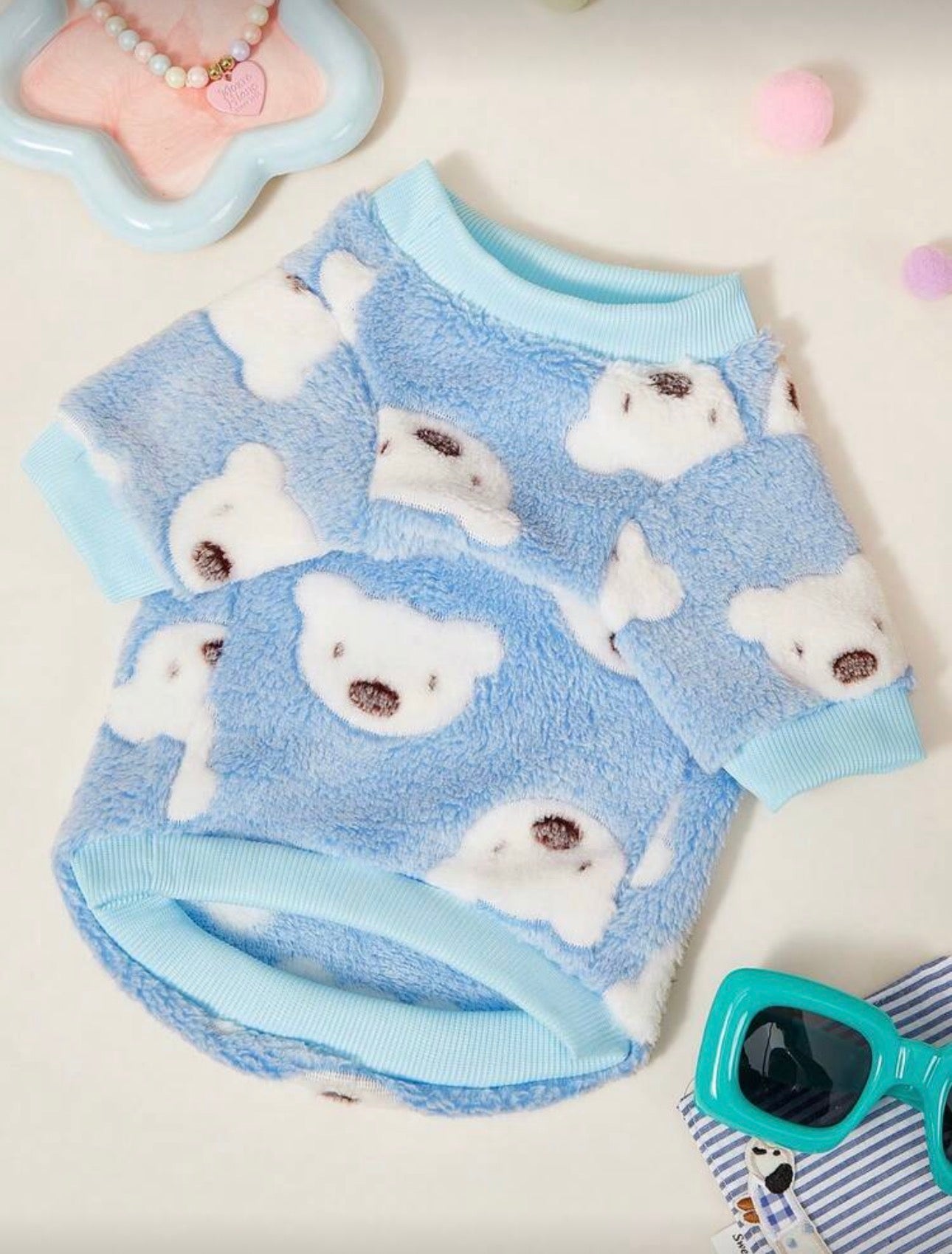 Blue Teddy Bear Fleece Shirt
