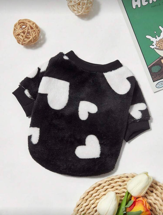 Black & White Heart Fleece Shirt