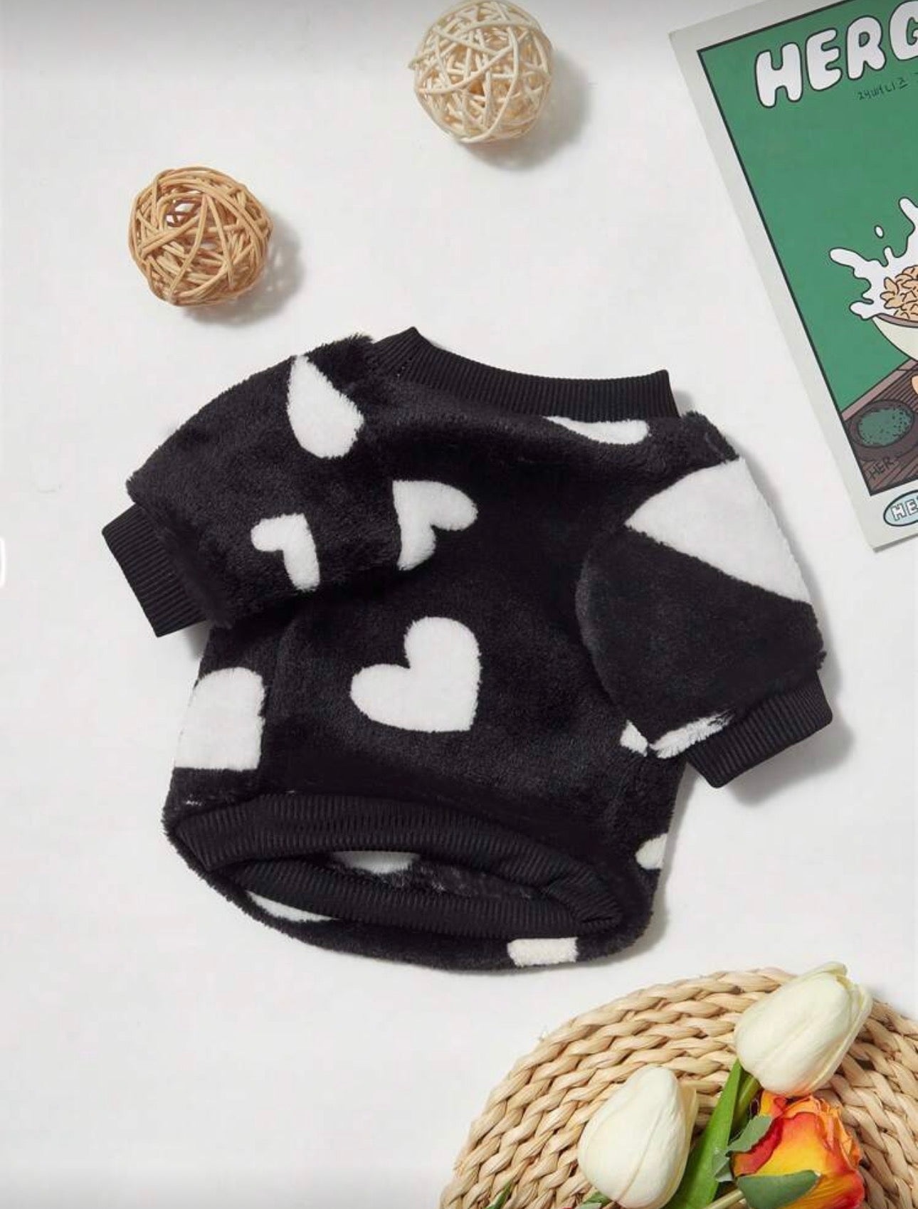 Black & White Heart Fleece Shirt