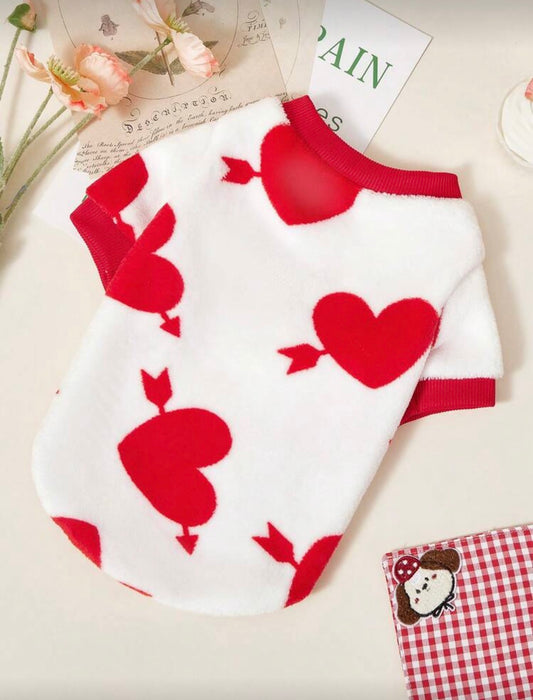 Red & White Heart Fleece Shirt