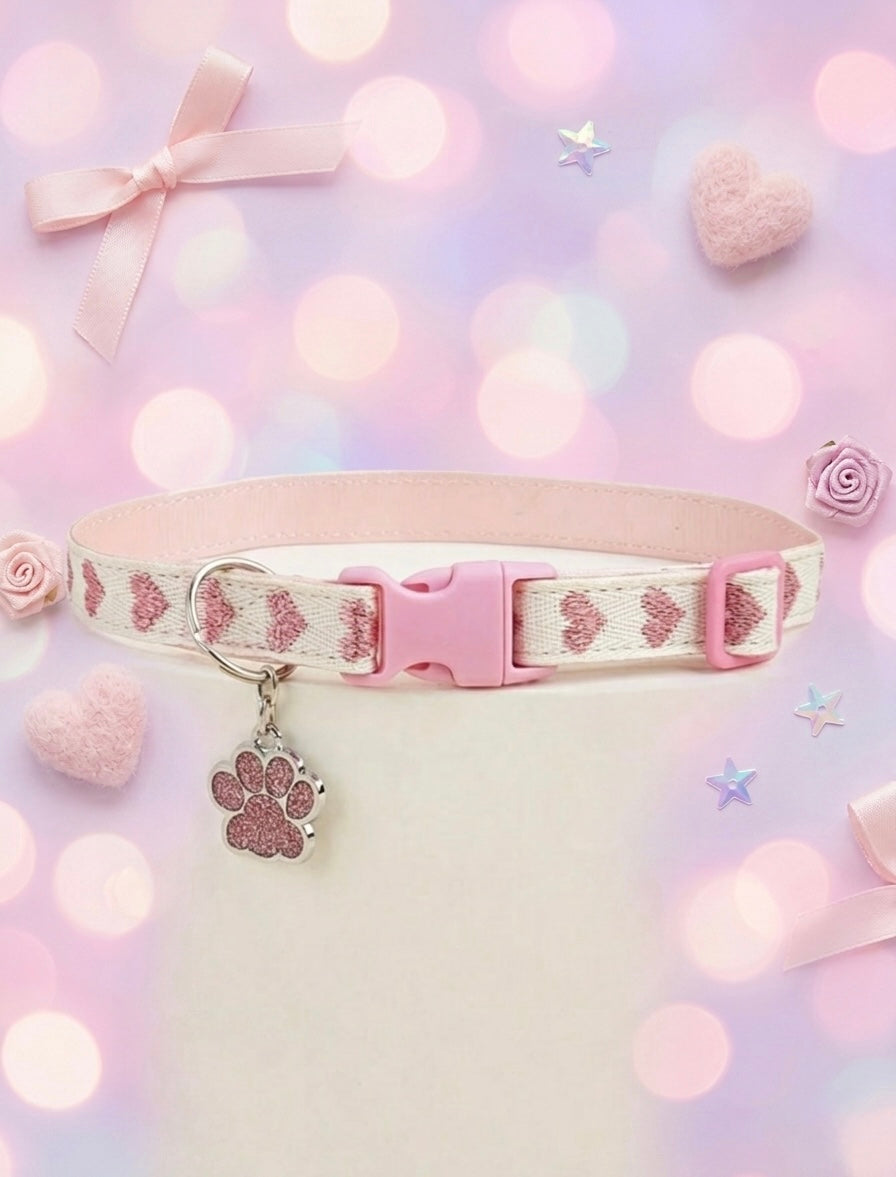 Pink Hearts Pet Collar