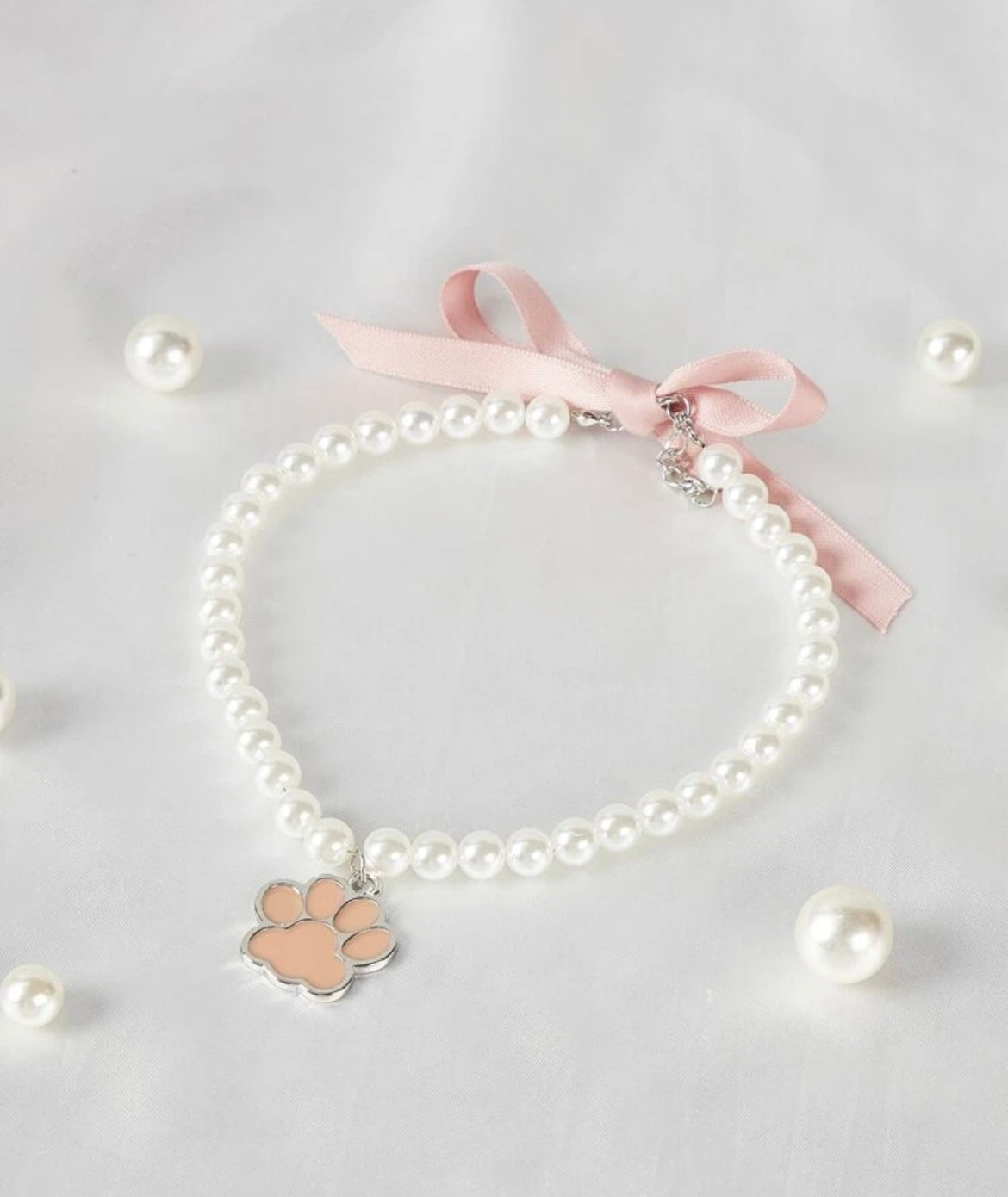 Pink Pearl Bow Collar