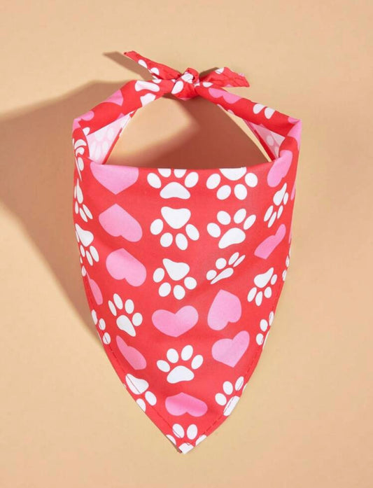 Pink Heart Red Bandana